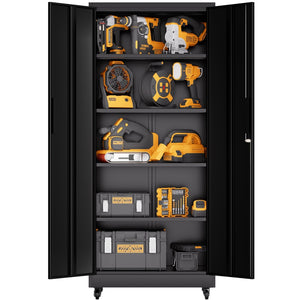 English Elm Metal Lockable Steel Cabinet Two Adjustable Shelves Garage Office Utility Storage T2398P442668