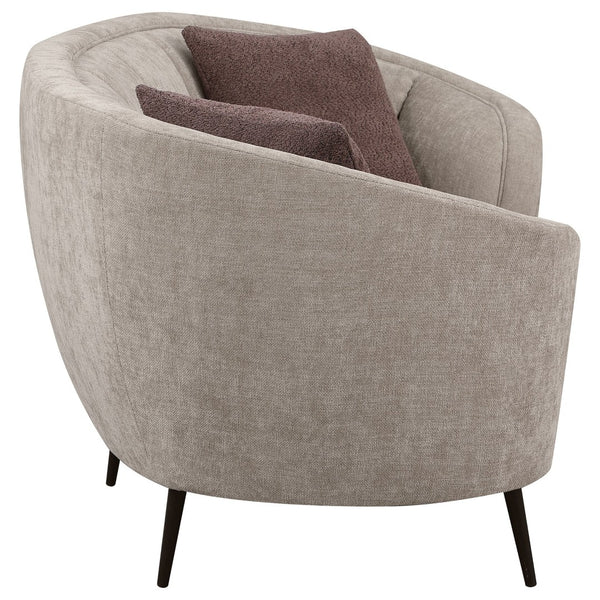 English Elm Saanich Sculptural Curved Loveseat with Boucle Pillows and Sleek Black Metal Legs B062P441137