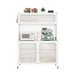 English Elm Kitchen Pantry Cabinet White Glass Doors Adjustable Shelves Side Hooks Rope Holes Slim 45"L Storage for Kitchen Living Dining Room Elegance T2398P272122