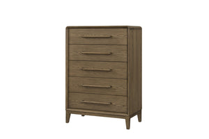 English Elm Small Chest with Five Smooth-Glide Drawers in Peppercorn Finish — Elm Veneer Durability & Modern Design Light Brown 38 L x 22.25 W x 49.5 H B2699P401427