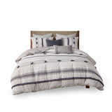 INK+IVY Cody BOHO 3 Piece Cotton Duvet Cover Set II12-1263 Gray/Navy