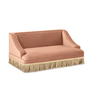 English Elm Duchess Regency Tufted Pet Sofa with Fringe Skirt Velvet Upholstery for Small Dogs Orange B2719P479029