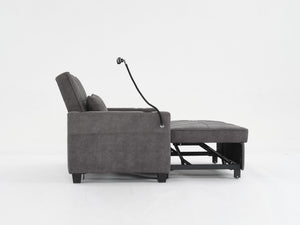 English Elm Futon 3-in-1 Convertible Pull-Out Sleeper Chair with USB-C & USB Port, Cup Holders, Dark Grey Tech Cloth W1829S00012