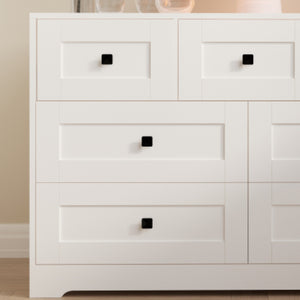 English Elm Chest Of Drawers - 7-Drawer Ancient White Storage Solution With Farmhouse Charm & Versatility W2139P241088