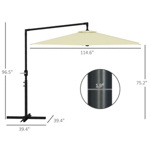 English Elm Outsunny 9.5Ft Cantilever Patio Umbrella With Crank - Stylish, Durable & Versatile Outdoor Shade Solution W2225P174158-GIGA