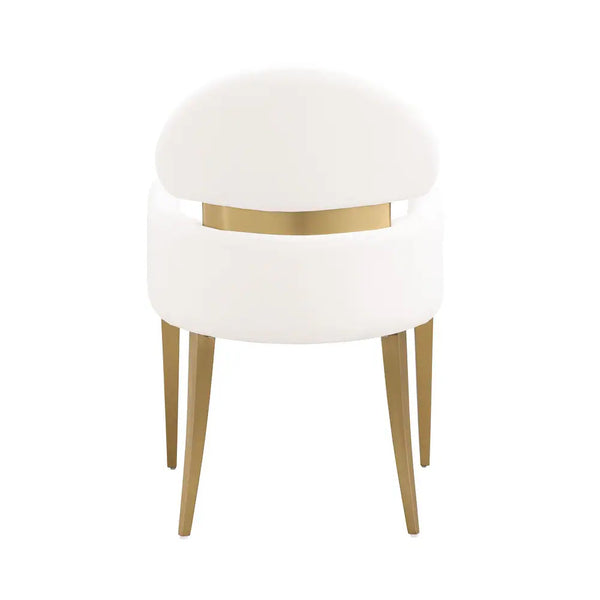 English Elm Contemporary Northall Arm Chair with Sleek Upholstery and Minimalist Profile for Modern Dining Spaces Gold,White 31 L x 21 W x 24 H B2741P404845