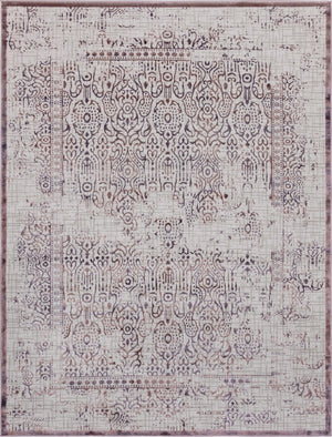 Unique Loom Aberdeen Stanhope Machine Made Border Rug Violet, Light Brown 9' 0" x 12' 0"