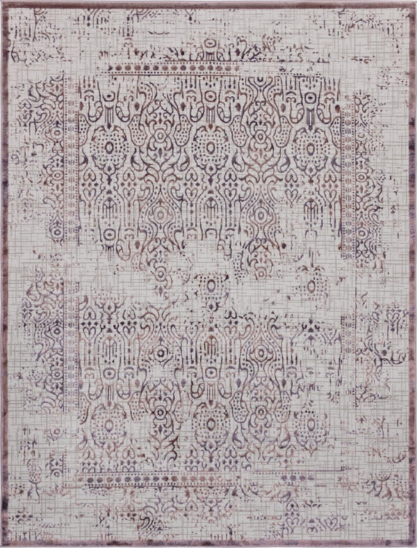 Unique Loom Aberdeen Stanhope Machine Made Border Rug Violet, Light Brown 9' 0" x 12' 0"