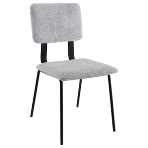 English Elm Valley Grey Fabric Upholstered Dining Side Chair Set of 2 — Slim Modern Minimalist U-Shaped Legs Comfort B062P299816