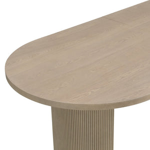 English Elm Oval Wood Dining Table with Double Pedestal Base Seats Six in Light Ash Finish N771P265584A_N771P265585A