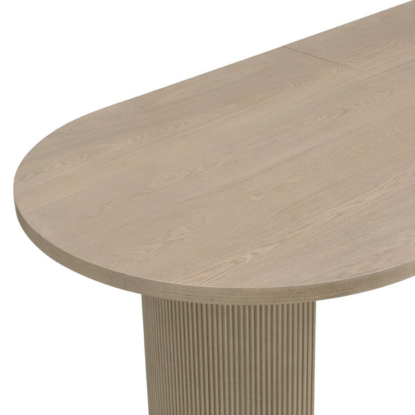 English Elm Oval Wood Dining Table with Double Pedestal Base Seats Six in Light Ash Finish N771P265584A_N771P265585A