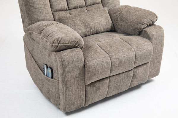English Elm Power Lift Recliner modern velvet lift chair with remote, tufted wingback, ergonomic support, 350 lb capacity taupe W547S00065