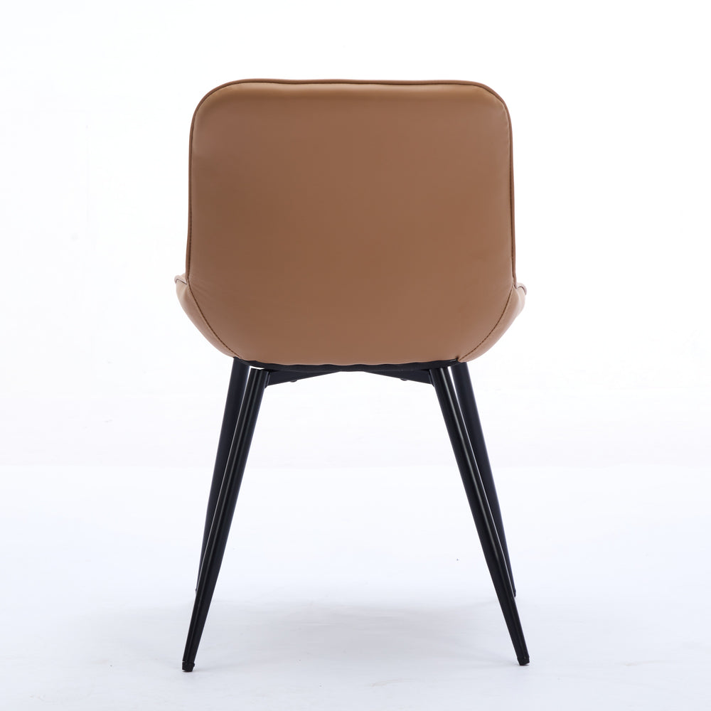 English Elm Dining Chairs Mid Century Modern Set of 2 with Curved Back Support, Perforated PU Upholstery, Cushioned Comfort and Floor-Protecting Adjustable Leg Caps khaki W1143P254985