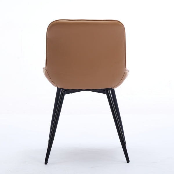 English Elm Dining Chairs Mid Century Modern Set of 2 with Curved Back Support, Perforated PU Upholstery, Cushioned Comfort and Floor-Protecting Adjustable Leg Caps khaki W1143P254985