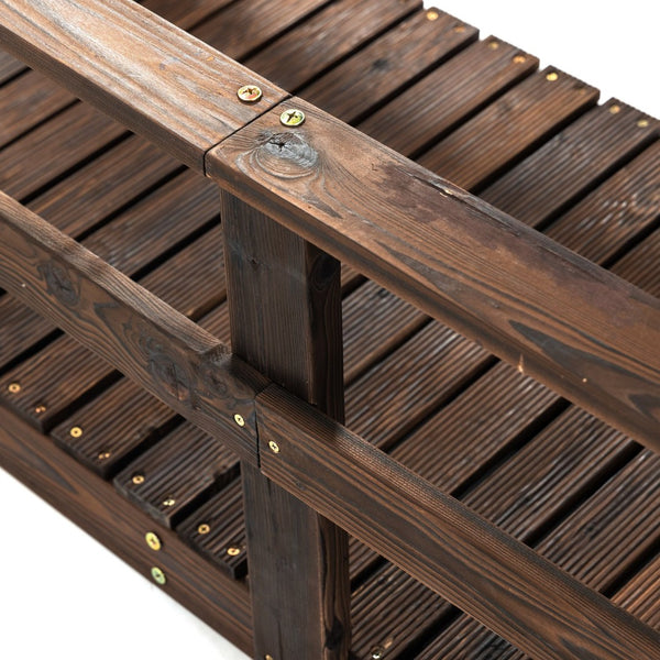 English Elm Outsunny 7' Wooden Garden Bridge With Safety Rails - Charming Footbridge For Ponds, Streams & Walkways W2225P174529-GIGA