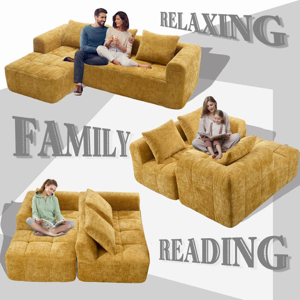 English Elm United Modern Chenille 98.42-Inch Modular L-Shaped Sectional Sofa With Chaise & Side Pockets W1568S00147-GIGA