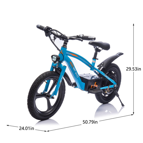 English Elm 24v Kids Electric Dirt Bike 300w Motor 16in Pneumatic Tires Adjustable Seat Ages 5 to 12 Blue W1578P335445