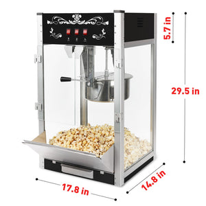 English Elm Commercial Popcorn Machine 16 Oz Steel Kettle Theater Style Countertop Popper 80 Cup Black W2841P218104