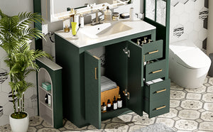 English Elm 36'' Bathroom Vanity with Ceramic Sink Combo Solid Wood Frame Soft-Closing Drawers Ample Storage Elegance Green N710P243327F