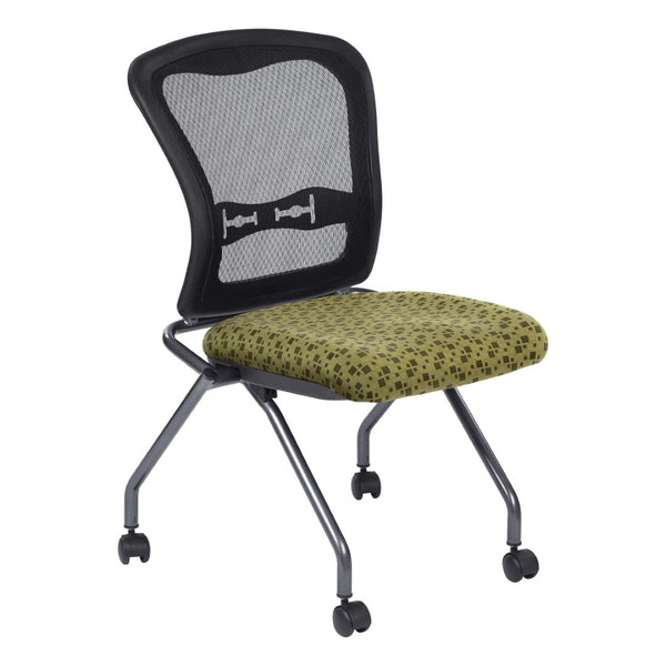 OSP Home Furnishings Soft-flex Pro-line Ii Ergonomic Folding Chair with Mesh Back and Lumbar Support Kiwi 84220-K109