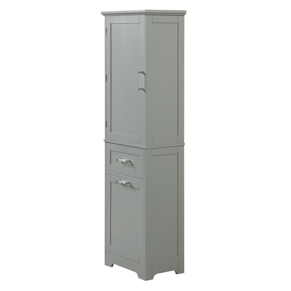 English Elm Tall Bathroom Storage Cabinet - Freestanding Grey Mdf Unit With Drawers & Adjustable Shelf For Organizing N725P206895E-GIGA