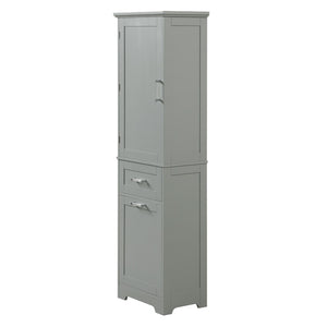 English Elm Tall Bathroom Storage Cabinet - Freestanding Grey Mdf Unit With Drawers & Adjustable Shelf For Organizing N725P206895E-GIGA