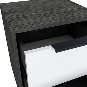 English Elm Washington Two Drawer Nightstand with Open Shelf Modern Two Tone Bedroom Storage B128P148988