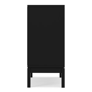 English Elm Harper Rubberwood Low Cabinet Mid-century Modern Sliding Doors Adjustable Shelved Storage B136P436061