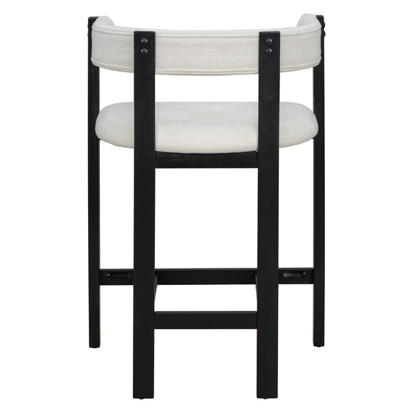 English Elm Christopher Knight Home® - COUNTER Mid-Century Modern 2-Piece Upholstered Barrel Back Stools with Rubberwood Frame and Foam Padding Beige+Black N771P243848B