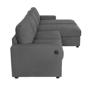 English Elm 103.9" Sectional Sofa with Hidden Storage Chaise, Reconfigurable U-Shape, 4 USB Ports, Durable Twill Upholstery Dark Gray N719S001950R