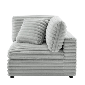 English Elm Jenny Modular 3-Piece Chofa Gray Plush Cord-Like Polyester, Down-Blend Cushions, Configurable Comfort B050S00020