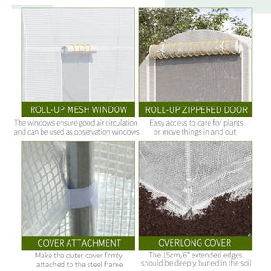 English Elm Outsunny 15' X 7' Walk-In Tunnel Greenhouse Kit With Steel Frame, 6 Windows & Roll-Up Door For Year-Round Gardening W2225P174449-GIGA