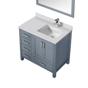 English Elm Dark Grey Bath Vanity Set With Marble Top, Chrome Faucet, And Mirror - Stylish & Durable Upgrade B2731S01331