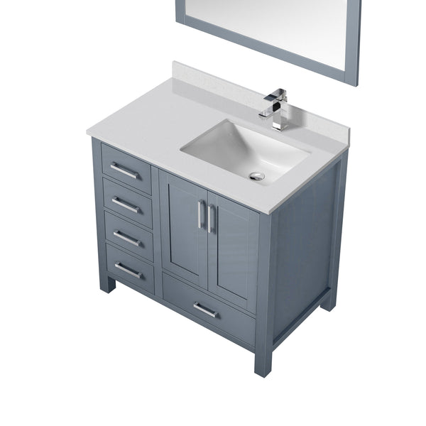 English Elm Dark Grey Bath Vanity Set With Marble Top, Chrome Faucet, And Mirror - Stylish & Durable Upgrade B2731S01331