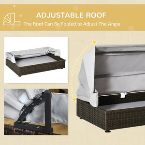 English Elm Pawhut Stylish Elevated Rattan Dog Bed With Canopy, Cozy Indoor/Outdoor Sofa For Small Pets W2225P173750-GIGA