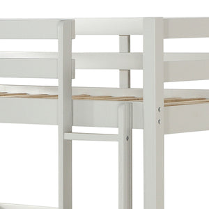 English Elm Light Triple Bunk Bed Twin Over Twin Solid & Composite Wood Loft with Slats, Guardrails, Ladders, Versatile Use B062S00460
