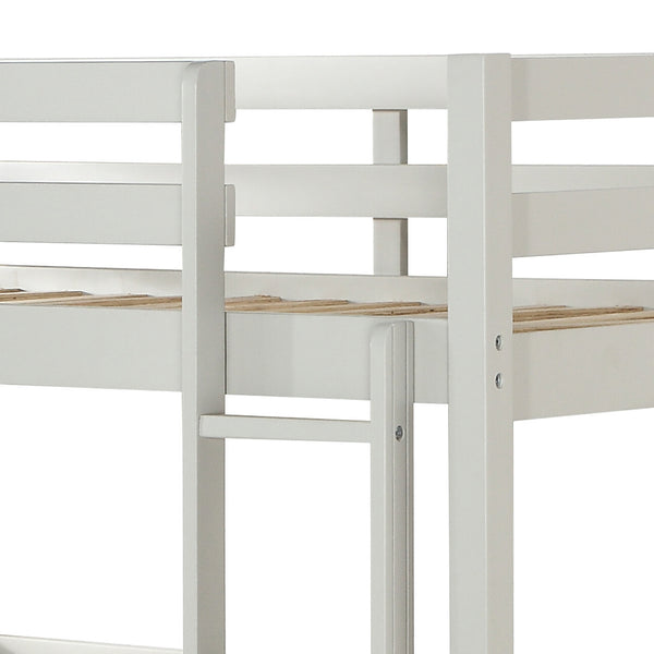 English Elm Light Triple Bunk Bed Twin Over Twin Solid & Composite Wood Loft with Slats, Guardrails, Ladders, Versatile Use B062S00460