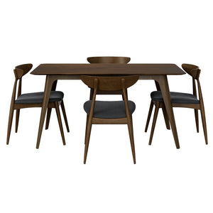 English Elm 5-piece Mid-century Rubberwood Dining Set with Upholstered Chairs for Small Spaces Charcoal,Walnut N759S003011F