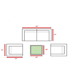 English Elm LSI 4-Seater Wicker Conversation Set with Cushions — All-Weather Aluminum Frame, HDPE Wicker Comfort B120S00066