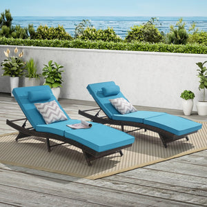 English Elm Outdoor Wicker Reclining Lounge Chair Set Of 2 - Adjustable Comfort, Durable Design For Pool & Patio W874P264723-GIGA