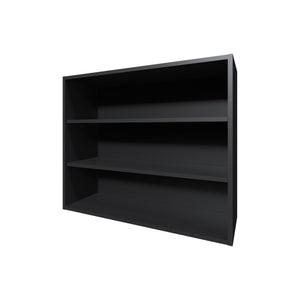 English Elm Chinle Minimalist Wall Cabinet with 3 Open Melamine Shelves for Kitchen Organization and Display Black 37 L x 30.8 W x 3.5 H B128P244992