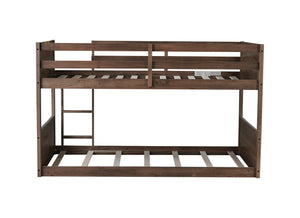 English Elm Twin Over Rubberwood Bunk Bed Convertible with Storage Drawers and Safety Rails Antique Dark Oak W504S00284