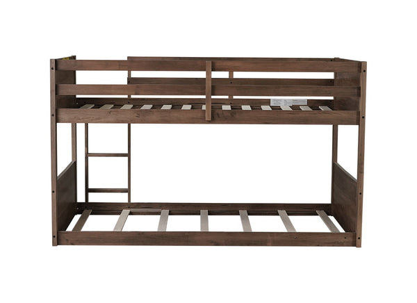 English Elm Twin Over Rubberwood Bunk Bed Convertible with Storage Drawers and Safety Rails Antique Dark Oak W504S00284