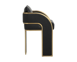Sunpan Baz Counter Stool - Bold Napa Black Faux Leather With Gold Stainless Steel Accents For Stunning Style Black Faux Leather 111779