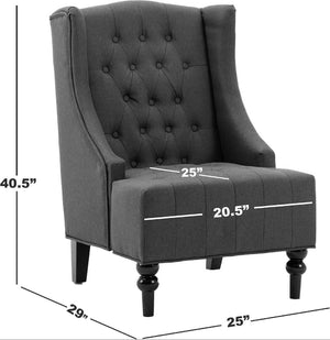 English Elm 1pc Wingback Accent Chair Diamond Tufted Polyester Upholstery Parlor Inspired Seating Beige B011P202558