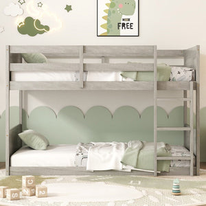 English Elm Twin Over Rubberwood Bunk Bed Convertible with Storage Drawers and Safety Rails Antique White W504S00285