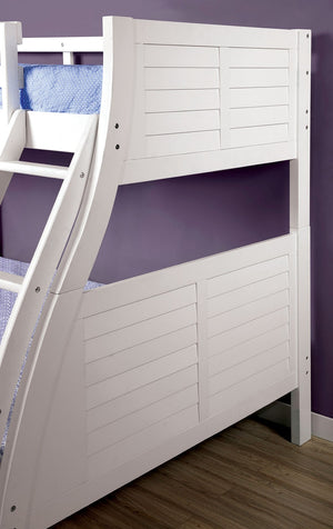 English Elm Twin Over Full Transitional Bunk Bed With Trundle, Reversible Ladder, And Safety Guardrails In White B2741S00330-GIGA