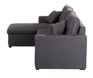 English Elm Sorrelle Linen Sleeper Sectional with Reversible Chaise and Hidden Storage Compartment Dark Gray B2749S00040