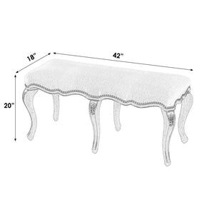 Butler Specialty Michelline Elegant Upholstered Accent Bench With Carved Legs And Antique Brass Nail Heads For Home Decor Medium Brown Rubberwood Solids,Mdf,Urethane Foam,Cotton 2902011-butler