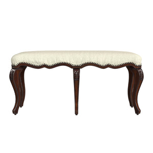 Butler Specialty Michelline Elegant Upholstered Accent Bench With Carved Legs And Antique Brass Nail Heads For Home Decor Dark Brown Rubberwood Solids,Mdf,Urethane Foam,Cotton 2902024-butler